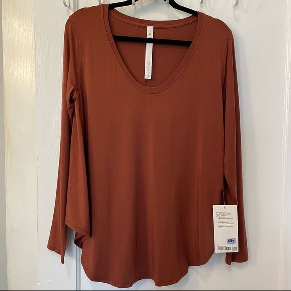 lululemon athletica Tops - Lululemon Up for Down Time Long Sleeve Dark Terracotta